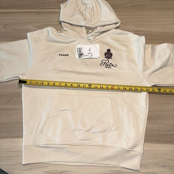 FRAME The Ritz Paris Cream 100% Cotton Hoodie Unisex Men's Womens X-Small - Picture 3 of 8